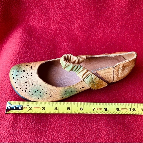 SOCOFY Sz 38 Funky Heel Yellow Green Perforated Laser Cut Mary Jane Style Shoes - Picture 9 of 10